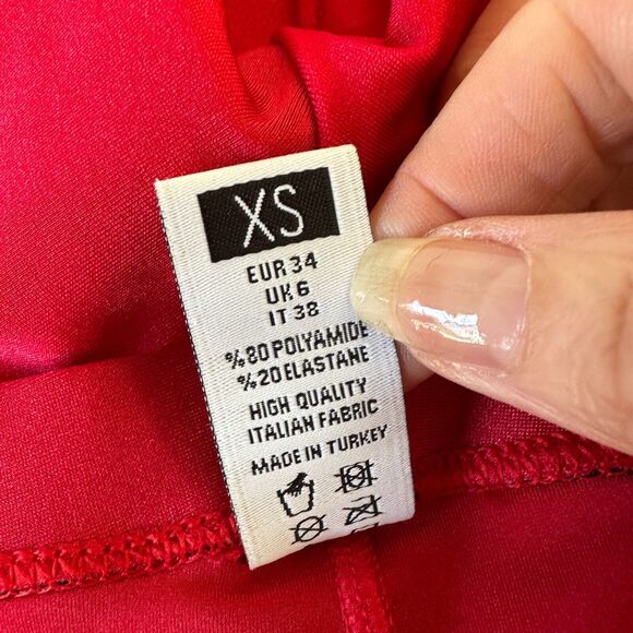 Anais & Margaux Alexandra Deep Red Shimmery Pant Leggings Italian Fabric XS - Picture 7 of 12
